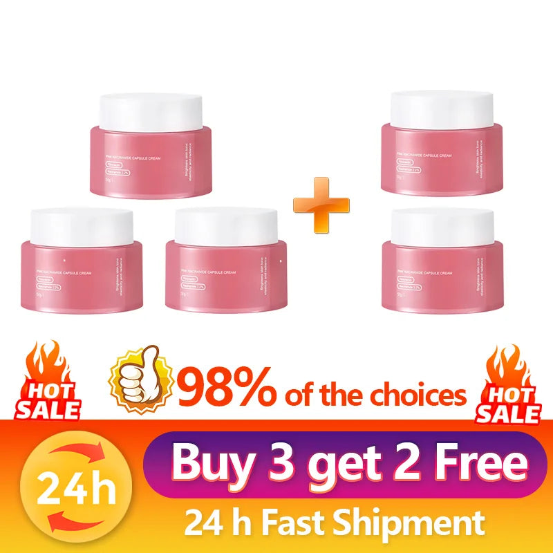 PDRN Pink Collagen Capsule Cream with Niacinamide Cream for Uneven Skin Tone Lightweight Face Moisturizer Original Korean Cream