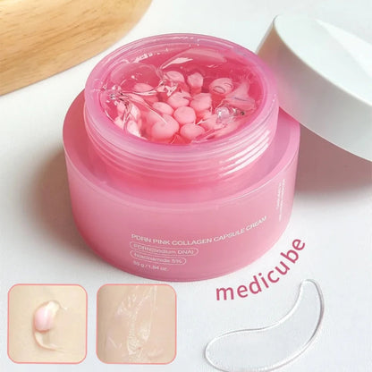 PDRN Pink Collagen Capsule Cream with Niacinamide Cream for Uneven Skin Tone Lightweight Face Moisturizer Original Korean Cream
