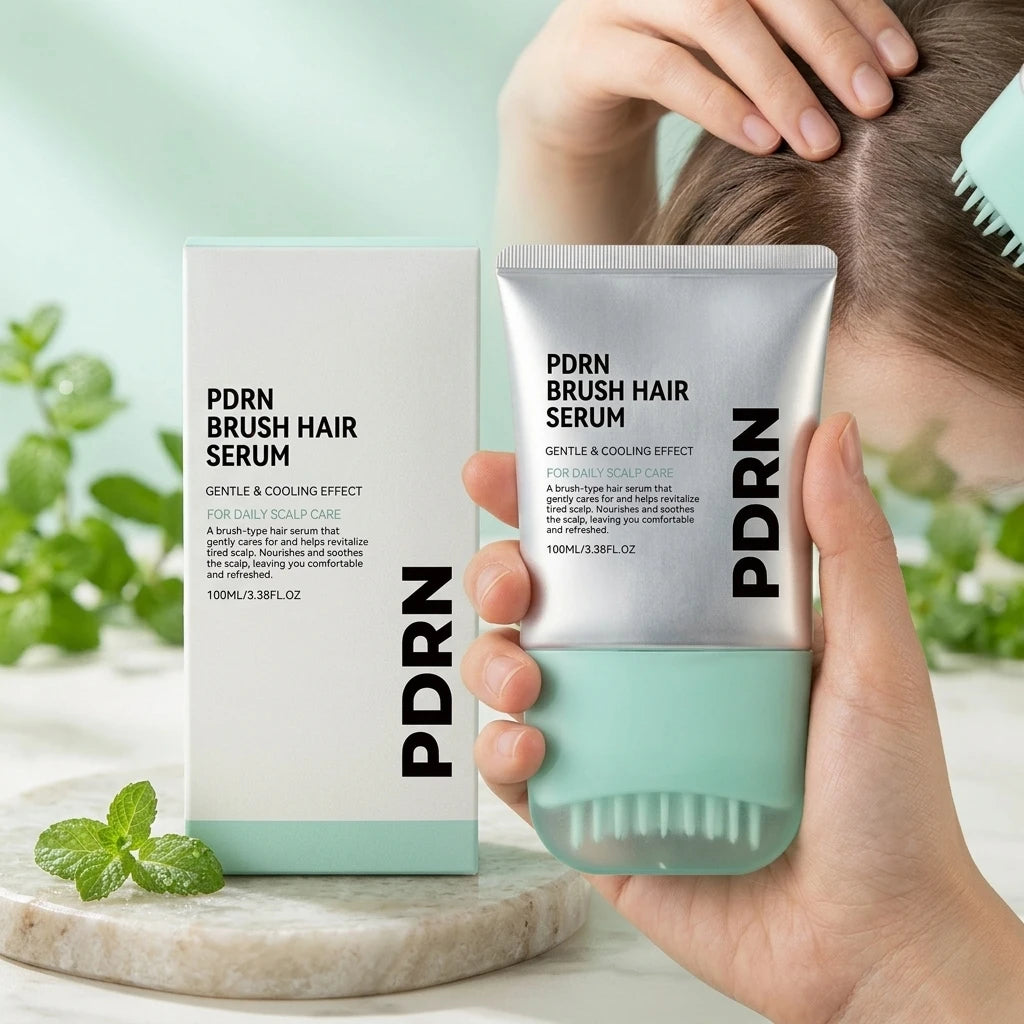 PDRN Hair Serum with Built-In Brush,Strengthen Hair Root Improve Scalp Environment anti Hair Loss Hair Treatment Scalp Massager