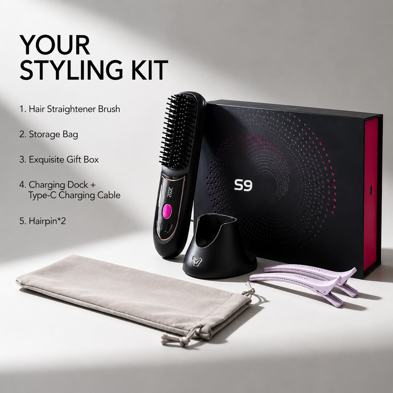 GoBrush Pro | Cordless Hair Straightener Brush