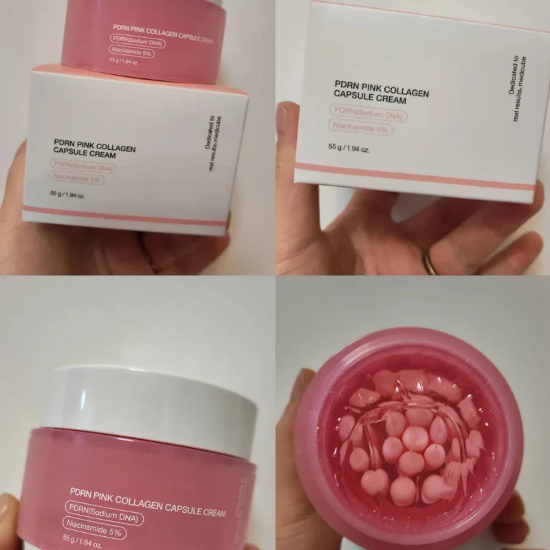 PDRN Pink Collagen Capsule Cream with Niacinamide Cream for Uneven Skin Tone Lightweight Face Moisturizer Original Korean Cream