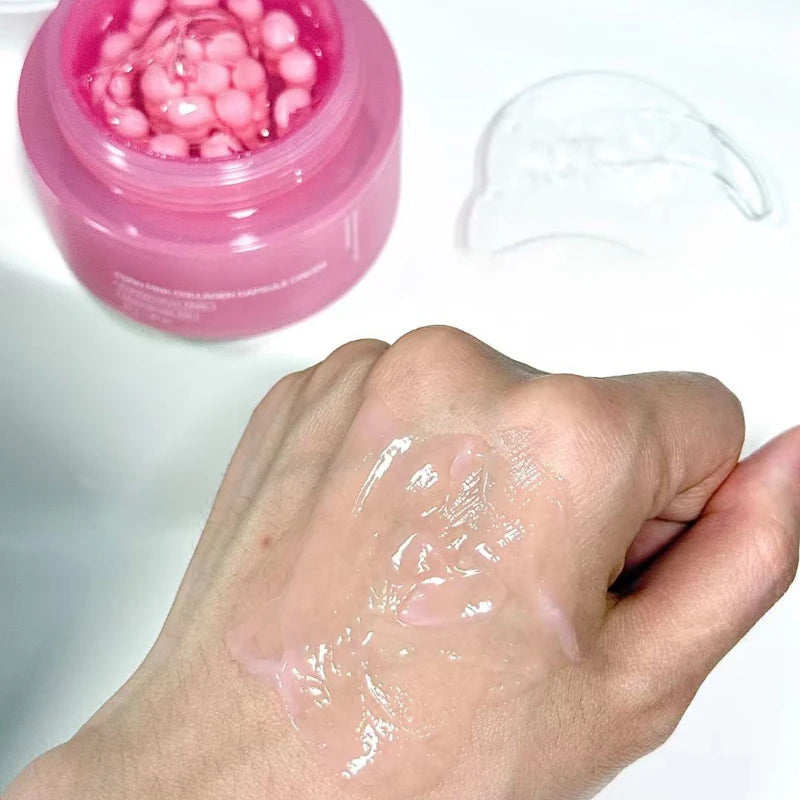 PDRN Pink Collagen Capsule Cream with Niacinamide Cream for Uneven Skin Tone Lightweight Face Moisturizer Original Korean Cream