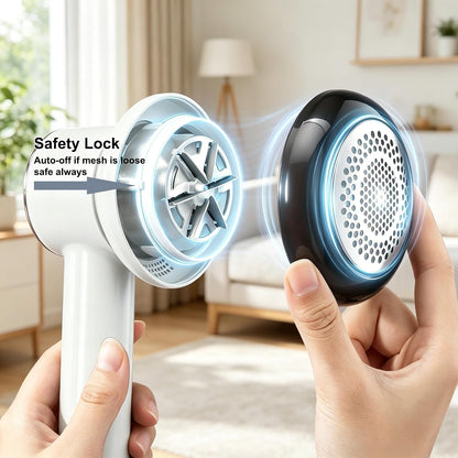 Fabric Shaver Lint Remover for Clothes with 2 Speeds, Digital Display, 6 Leaf Blades, USB Rechargeable Sweater Defuzzer to Remove Pilling Fuzz Ball for Furniture, Couch, Coat.White
