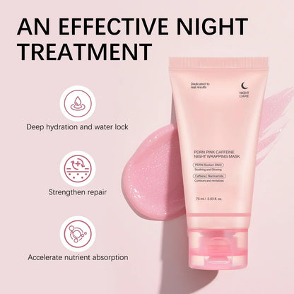 PDRN Pink Caffeine Night Wrapping Mask Hydrolyzed Collagen Overnight Facial Peel-Off Mask Hydrating Firming Moisturizing Care