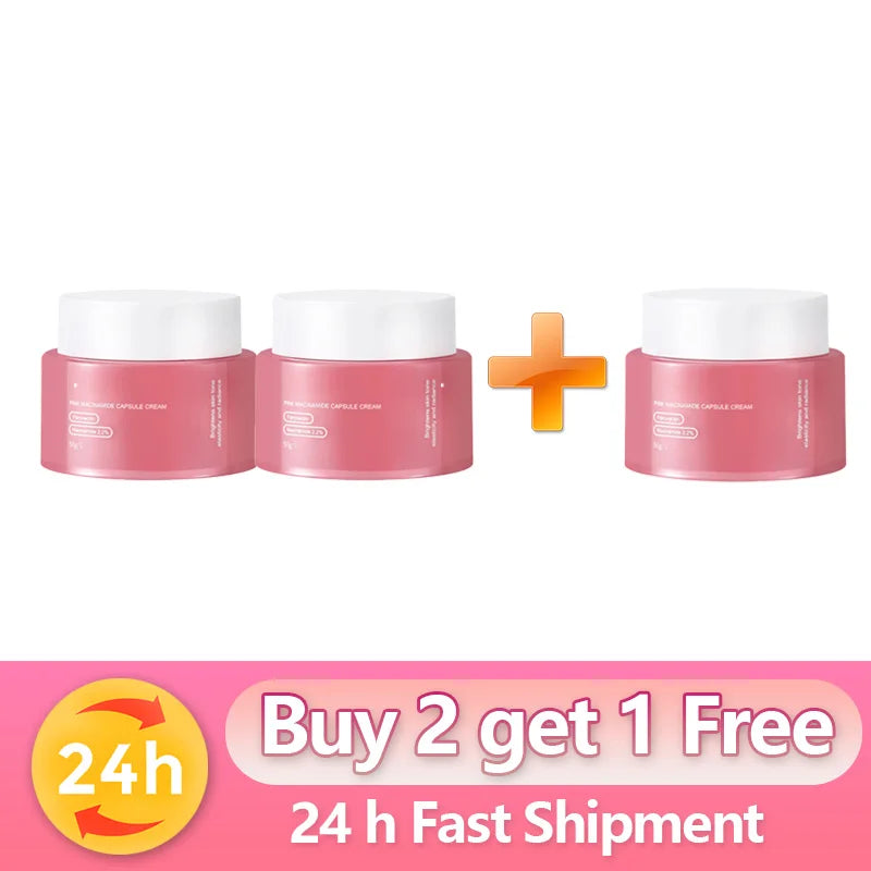 PDRN Pink Collagen Capsule Cream with Niacinamide Cream for Uneven Skin Tone Lightweight Face Moisturizer Original Korean Cream
