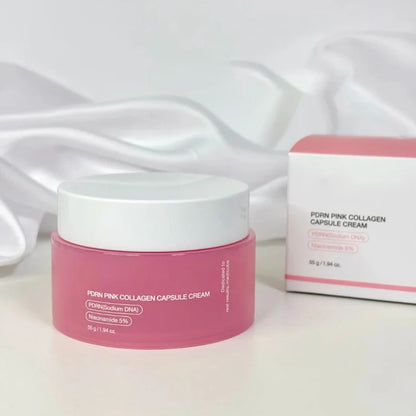 PDRN Pink Collagen Capsule Cream with Niacinamide Cream for Uneven Skin Tone Lightweight Face Moisturizer Original Korean Cream